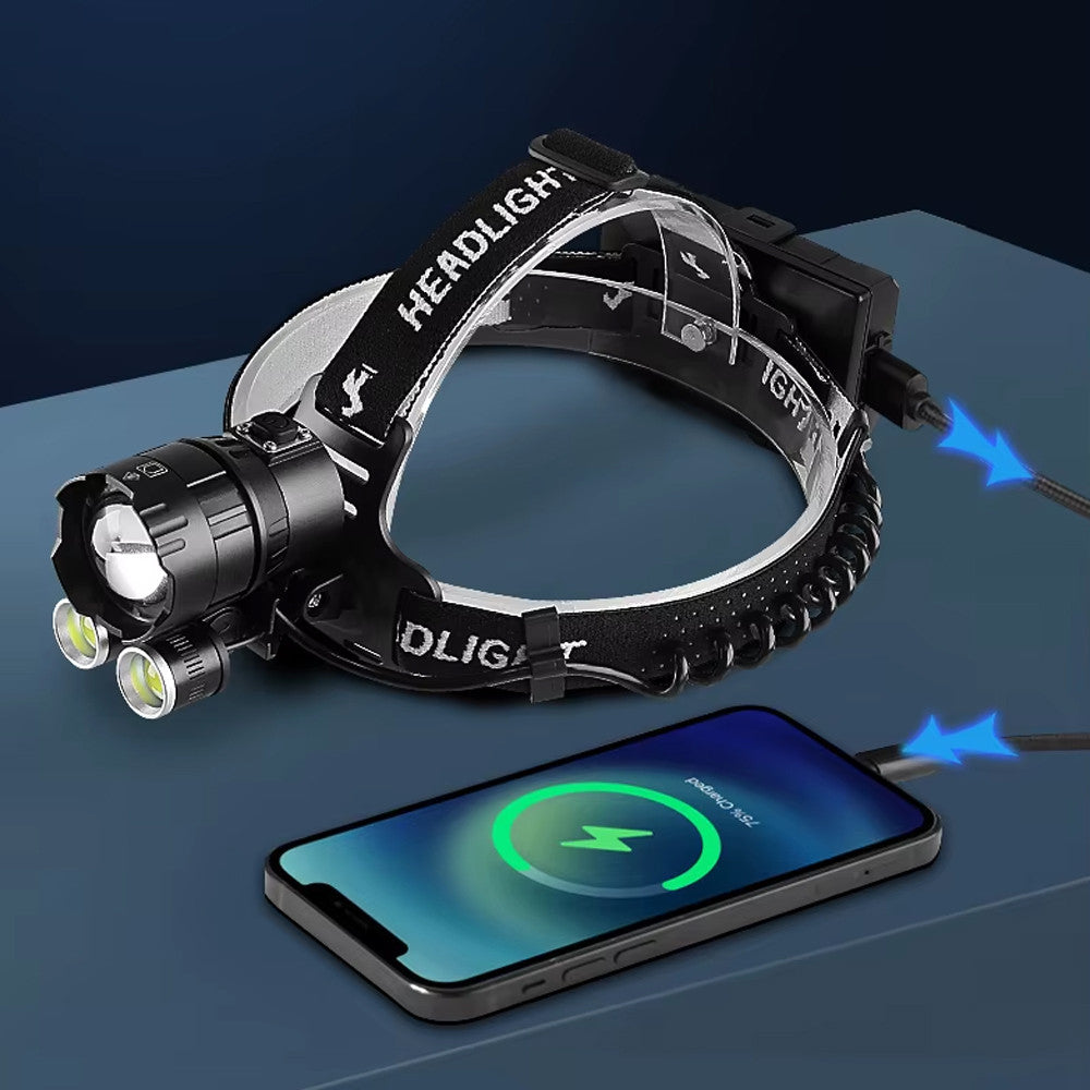 Налобний ліхтар 1200 лм, 8 годин роботи, USB Type-C Bailong BL-T50-P160 / Акумуляторний налобний ліхтарик / Світлодіодний ліхтарик