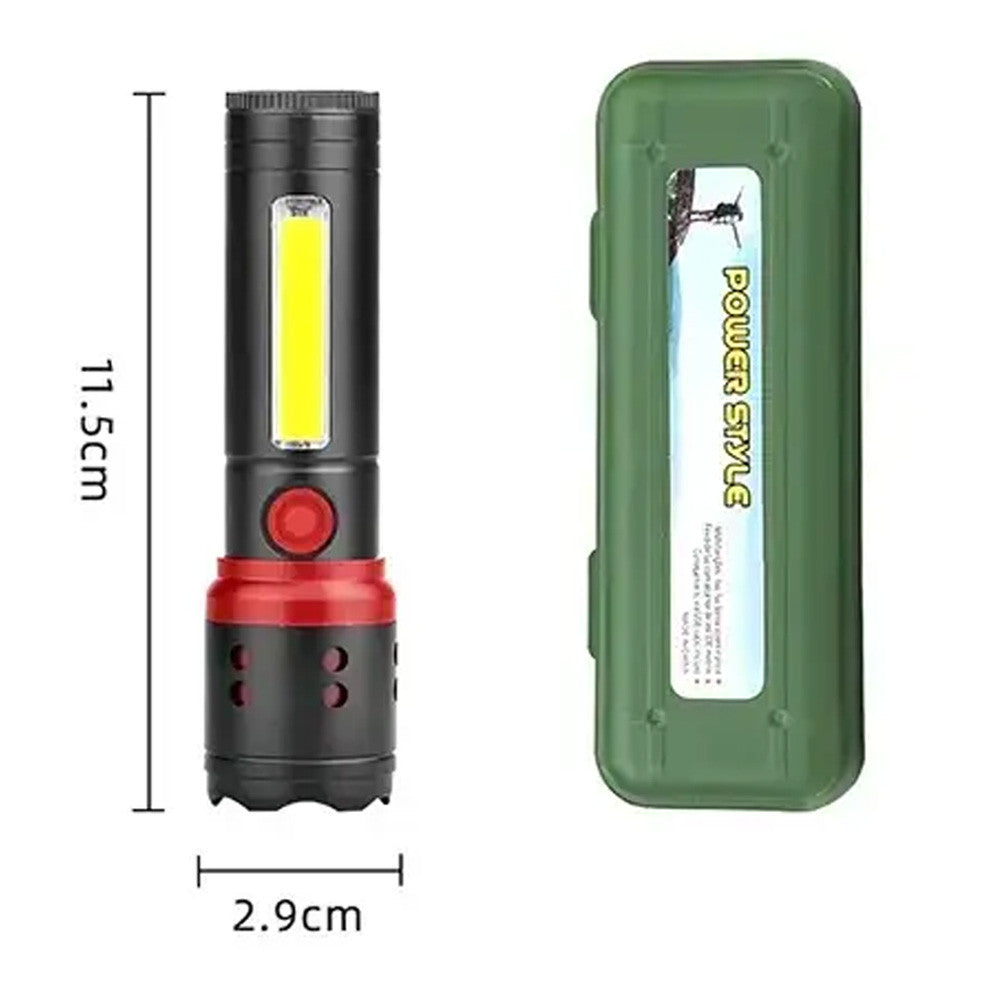 Ручний ліхтар із зумом та бічним світлом, від USB, Bailong BL-F861, Чорний / LED ліхтар / Акумуляторний ліхтарик ручний