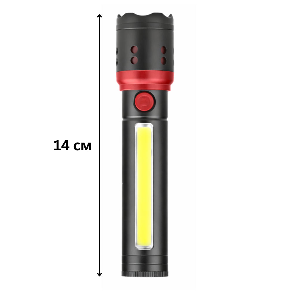 Ручний ліхтар акумуляторний, Zoom, microUSB, Bailong BL-F862, Чорний / Поліцейський ліхтарик / Тактичний ліхтарик світлодіодний