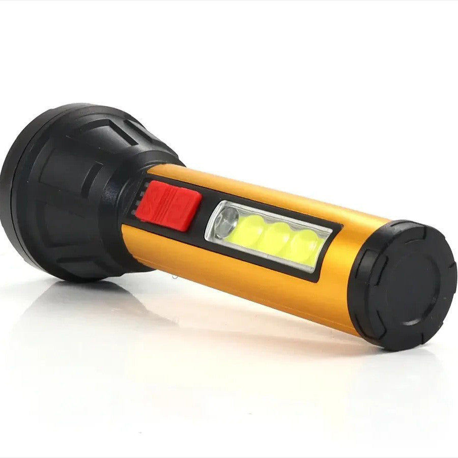 Ручний ліхтар з бічним підсвічуванням 5W, LED + COB, NF-C58, Жовтий / Світлодіодний ліхтар акумуляторний / Ручний ліхтарик