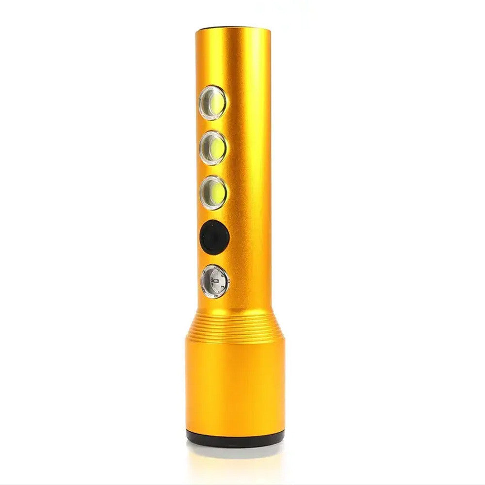 Ручний ліхтар акумуляторний, USB, 5W + 3COB 2102, Золотистий / Світлодіодний LED ліхтарик / Ліхтарик ручний