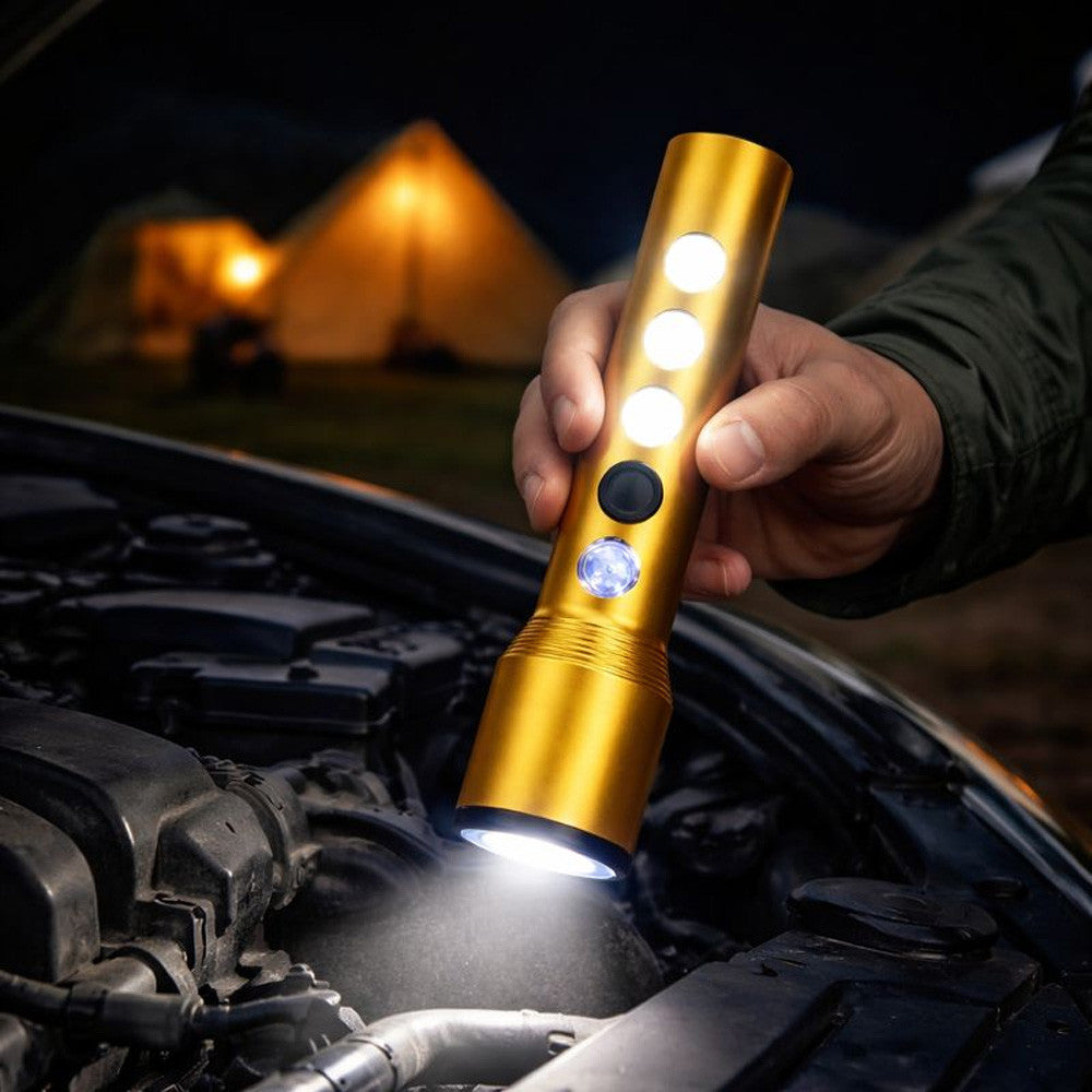 Ручний ліхтар акумуляторний, USB, 5W + 3COB 2102, Золотистий / Світлодіодний LED ліхтарик / Ліхтарик ручний