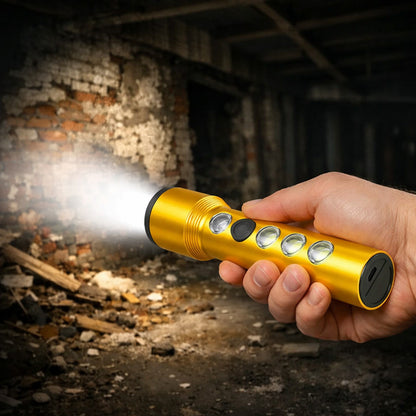 Ручний ліхтар акумуляторний, USB, 5W + 3COB 2102, Золотистий / Світлодіодний LED ліхтарик / Ліхтарик ручний