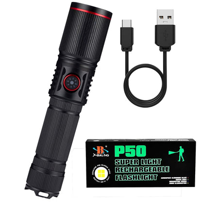 Ручний ліхтар акумуляторний із зумом, від USB, Bailong BL-S009-P50, Чорний / Поліцейський ліхтар / Ліхтар LED