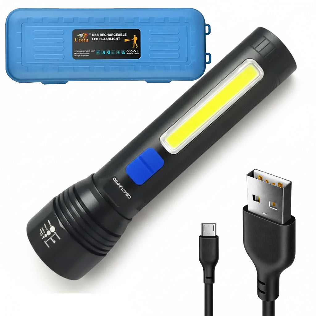 Ручний ліхтар акумуляторний із зумом, від USB, Bailong CB-C12-P50-COB / Світлодіодний ліхтар / Акумуляторний ліхтарик / Ліхтар LED