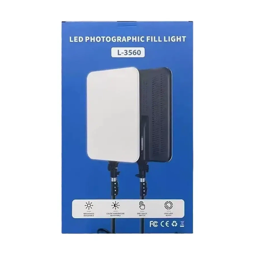 Прямокутна LED лампа 47x31см + Пульт ДК, RL-3560, Чорний / Світлодіодна селфі лампа / Студійне світло