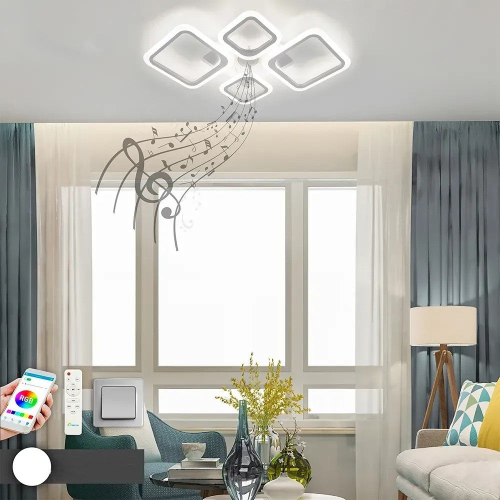 Смарт люстра з колонкою, 85 Вт, 725x460x80 мм, OVAL RGB MUSIC 5S, / Музична LED люстра / Розумна люстра світлодіодна
