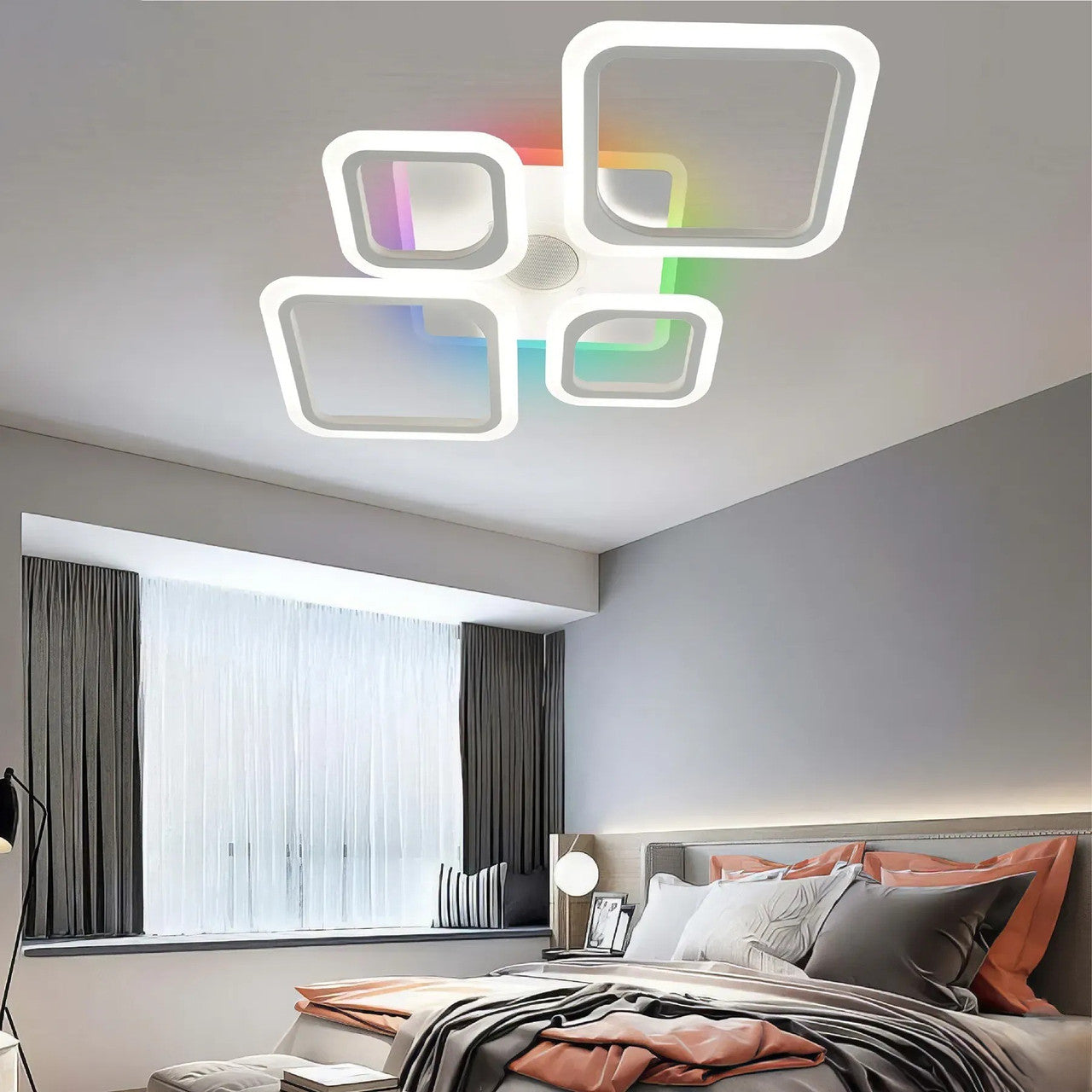 Смарт люстра з колонкою, 85 Вт, 725x460x80 мм, OVAL RGB MUSIC 5S, / Музична LED люстра / Розумна люстра світлодіодна
