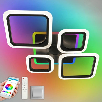 Смарт люстра з колонкою, 85 Вт, 725x460x80 мм, OVAL RGB MUSIC 5S, / Музична LED люстра / Розумна люстра світлодіодна