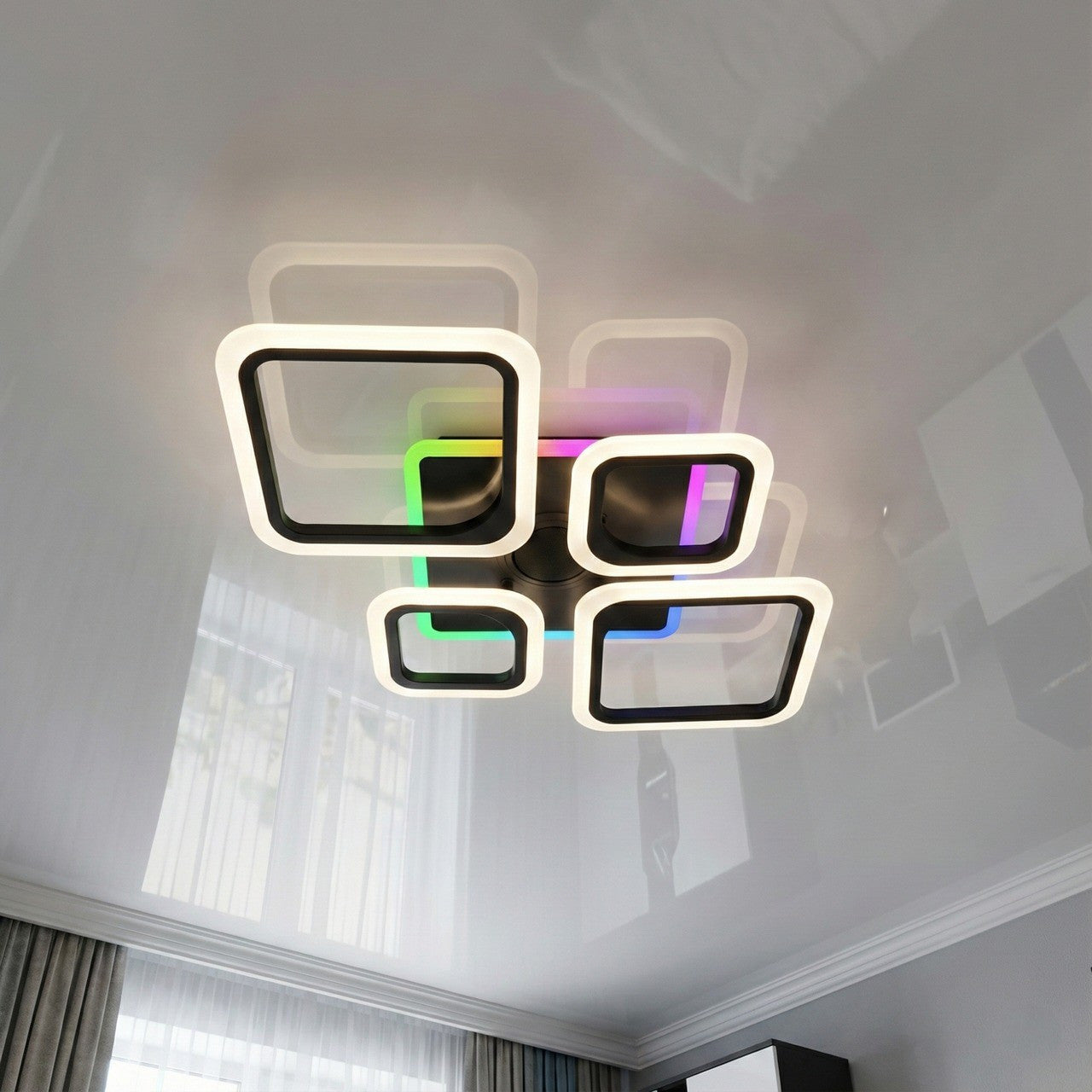 Смарт люстра з колонкою, 85 Вт, 725x460x80 мм, OVAL RGB MUSIC 5S, / Музична LED люстра / Розумна люстра світлодіодна
