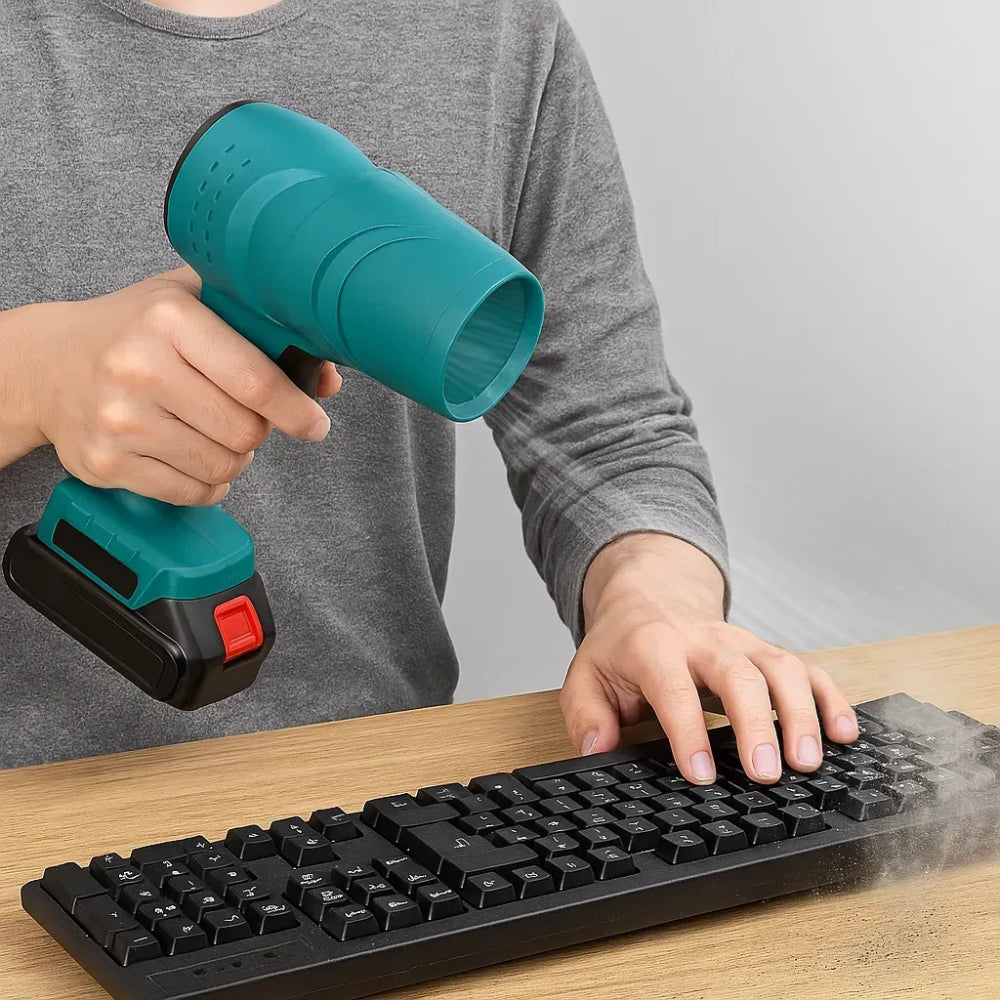 Портативний турбовентилятор + 1 акумулятор 24В, Зелений / Акумуляторна повітродуйка / Вітродуйка / Дуйка для листя