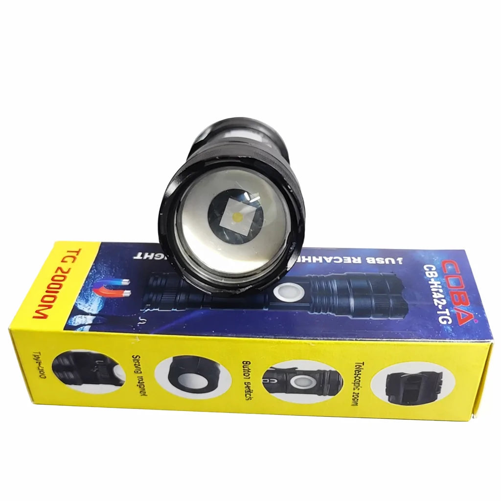 Акумуляторний ручний ліхтарик з магнітом, ZOOM, 3 режими, USB, CB-K42-TG, Чорний / Світлодіодний ліхтарик / Тактичний ліхтарик