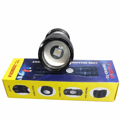 Акумуляторний ручний ліхтарик з магнітом, ZOOM, 3 режими, USB, CB-K42-TG, Чорний / Світлодіодний ліхтарик / Тактичний ліхтарик
