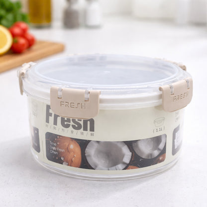 Харчовий круглий герметичний контейнер 1,85л з кліпсами 19х11 см FRESH / Контейнер для холодильника / Пластиковий ланч-бокс