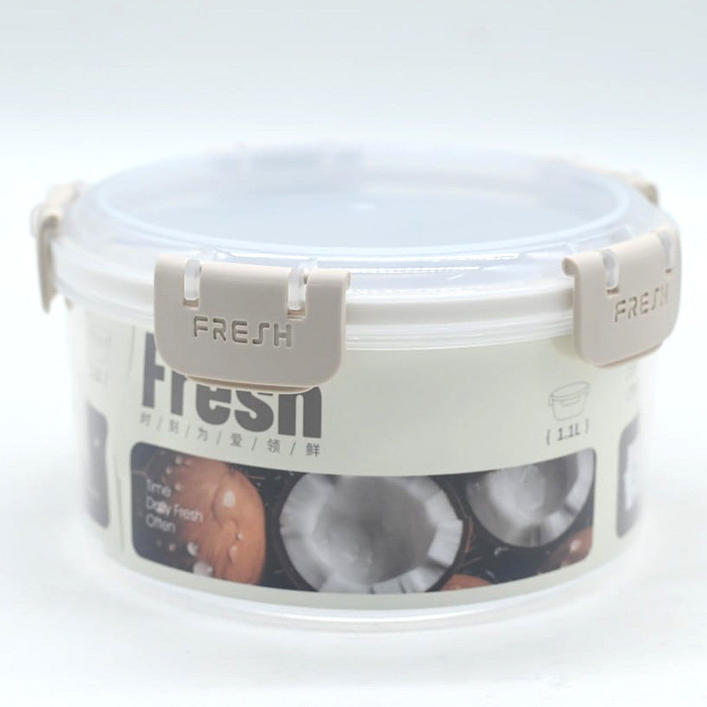 Харчовий круглий герметичний контейнер 1,85л з кліпсами 19х11 см FRESH / Контейнер для холодильника / Пластиковий ланч-бокс