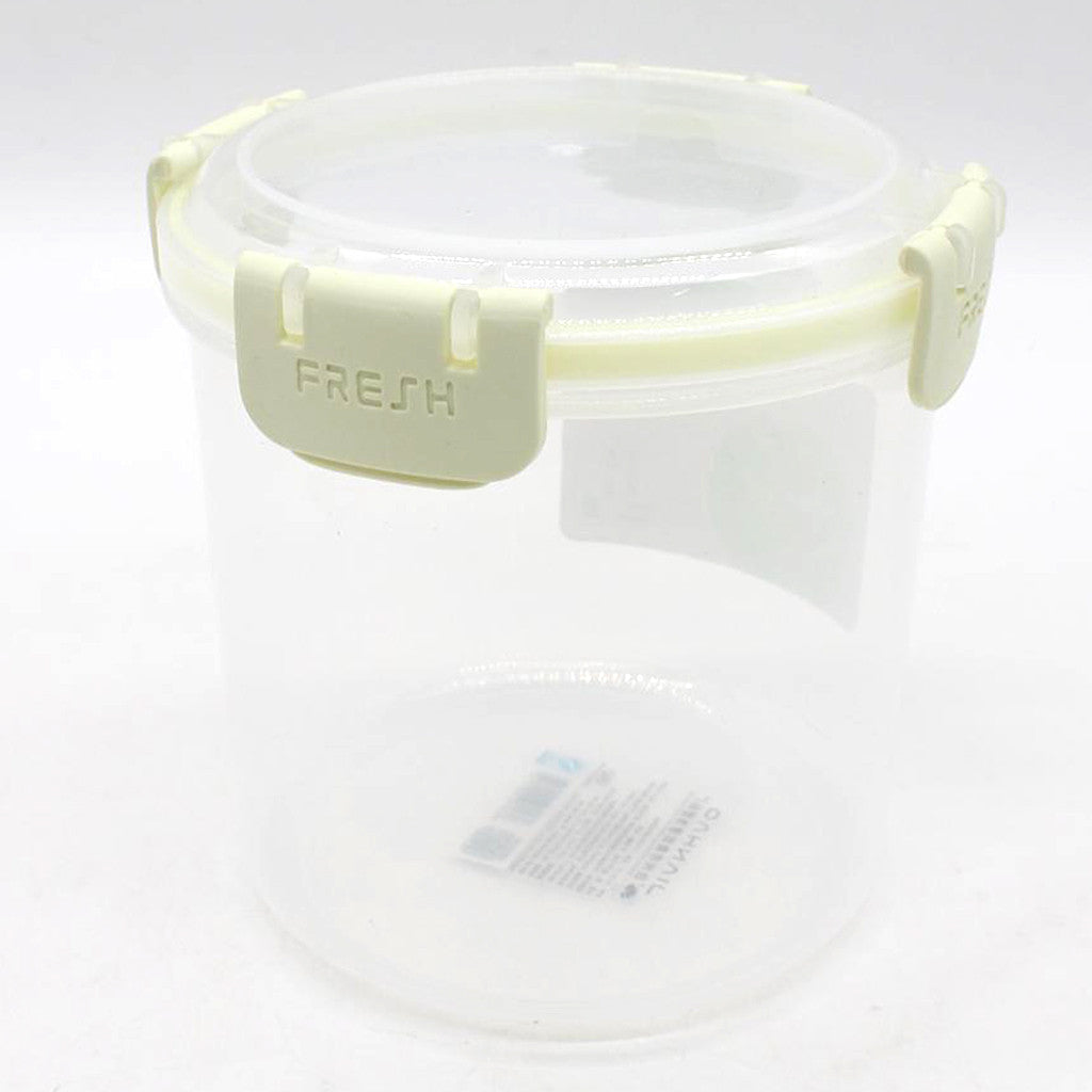 Герметичний харчовий круглий контейнер для їжі з зажимами 2,2 л, 17х15 см, FRESH / Ємність для продуктів / Судок з кліпсами