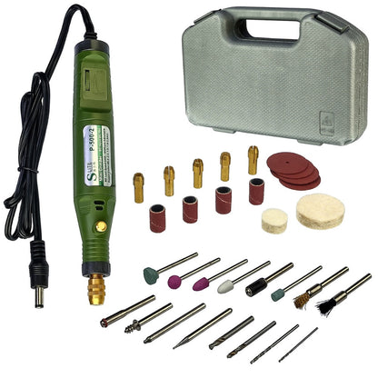 Акумуляторний міні гравер + насадки, 18V, 20W, від USB Slite P-500-2, Зелений / Портативний гравер на акумуляторі