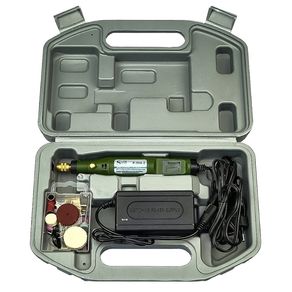 Акумуляторний міні гравер + насадки, 18V, 20W, від USB Slite P-500-2, Зелений / Портативний гравер на акумуляторі