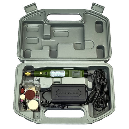 Акумуляторний міні гравер + насадки, 18V, 20W, від USB Slite P-500-2, Зелений / Портативний гравер на акумуляторі