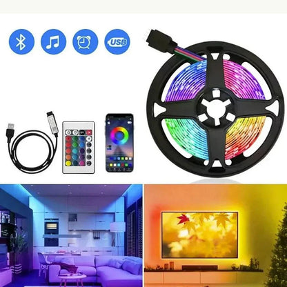 Світлодіодна стрічка з пультом ДК, RGB, USB, Bluetooth, 5м DL60 Pro / Самоклеюча багатобарвна стрічка