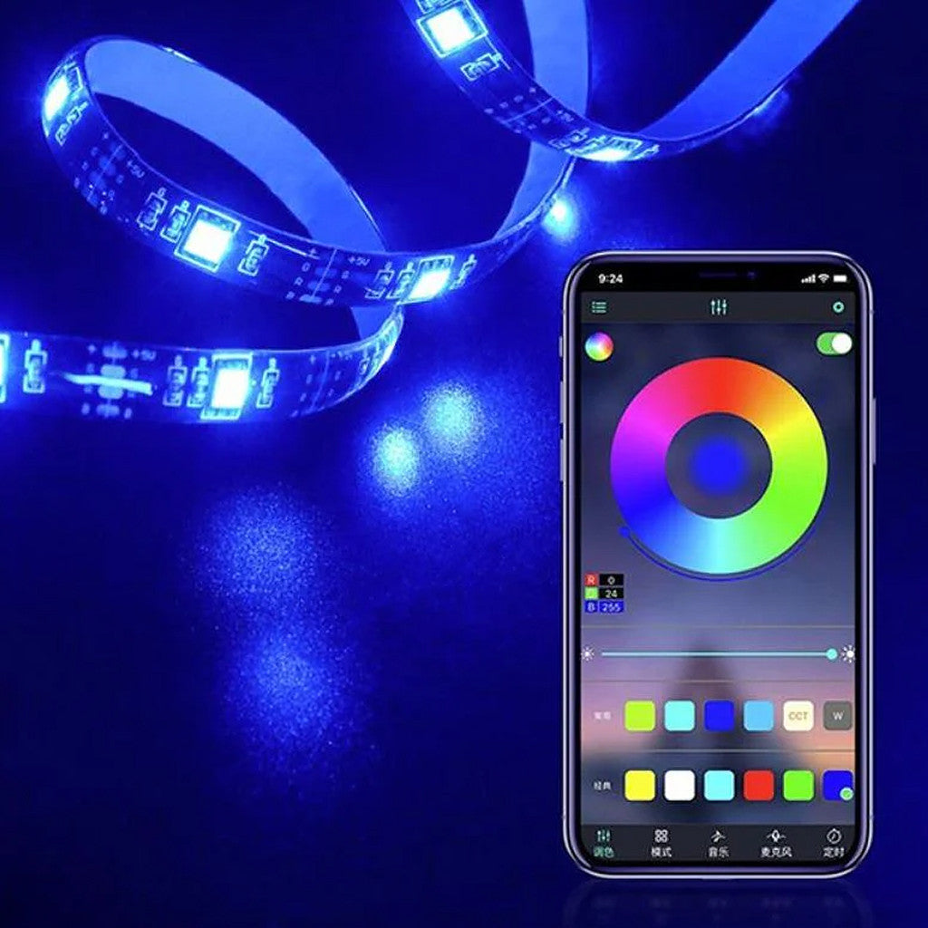 Світлодіодна стрічка з пультом ДК, RGB, USB, Bluetooth, 5м DL60 Pro / Самоклеюча багатобарвна стрічка