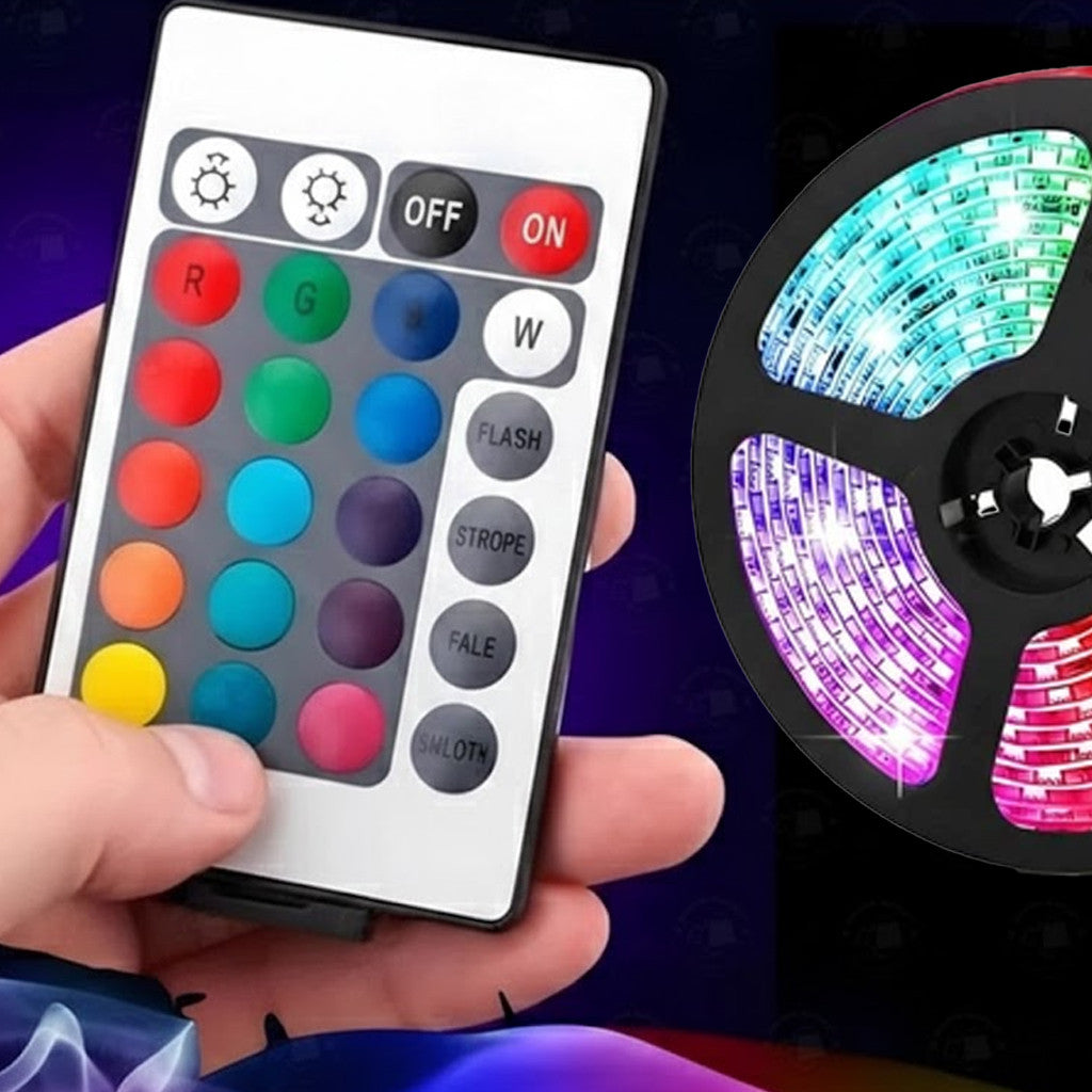 Світлодіодна стрічка з пультом ДК, RGB, USB, Bluetooth, 5м DL60 Pro / Самоклеюча багатобарвна стрічка