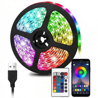 Світлодіодна стрічка з пультом ДК, RGB, USB, Bluetooth, 5м DL60 Pro / Самоклеюча багатобарвна стрічка