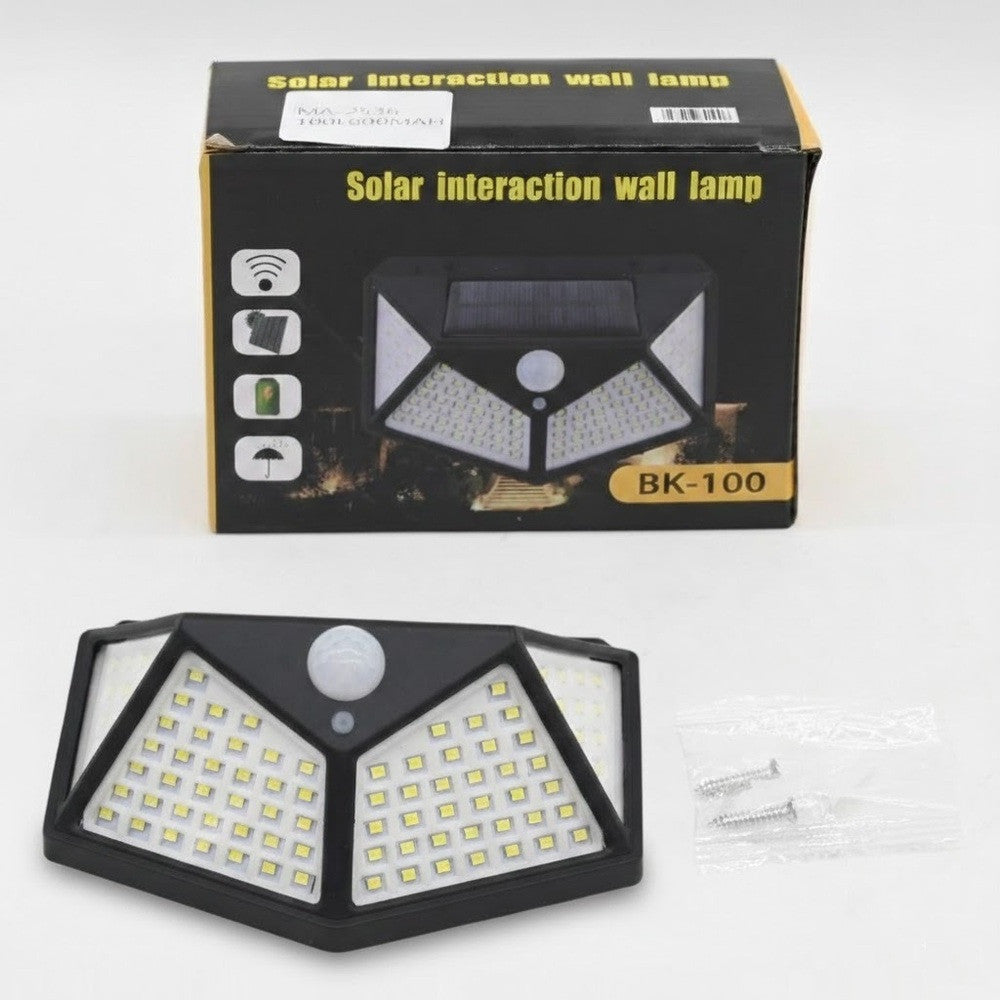 Вуличний ліхтар на сонячній батареї 100LED, 10Вт, BK-100, Чорний / Вуличний світильник світлодіодний / Ліхтар-прожектор