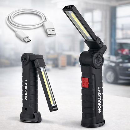 Акумуляторний ліхтарик на магніті, від USB WORKLIGHT-W51-SMD + COB, Чорний / Кемпінговий ліхтар / Підвісний ліхтарик для СТО