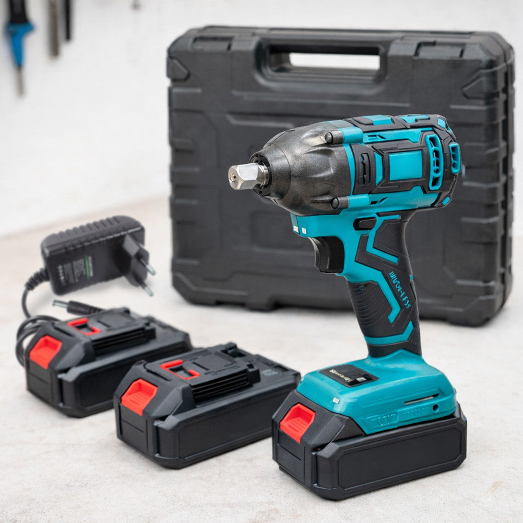 Акумуляторний гайковерт в кейсі + 2 АКБ 48V та зарядний пристрій, Синій / Гайковерт ударний
