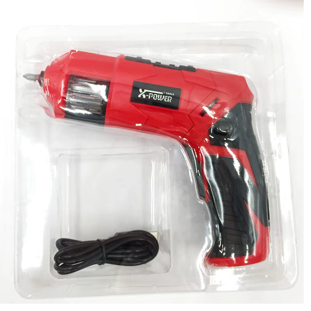 Акумуляторна викрутка від USB, 3,6 В, 4 Нм, +6 біт, X-POWER KCS625-Z6B, Червона / Викрутка револьверного типу / Електровикрутка