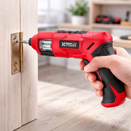 Акумуляторна викрутка від USB, 3,6 В, 4 Нм, +6 біт, X-POWER KCS625-Z6B, Червона / Викрутка револьверного типу / Електровикрутка