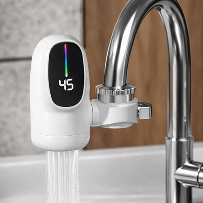 Проточний водонагрівач на кран до + 50°, з LCD екраном, Білий / Бойлер для нагрівання води / Насадка на кран для кухні
