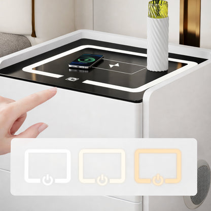 Приліжкова тумбочка з USB, датчиком освітлення, Bluetooth, 50х47х40см, Білий / Тумбочка з кодовим замком / Тумбочка приліжкова