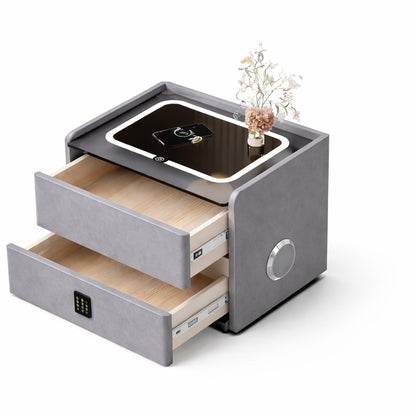 Приліжкова тумбочка з USB, датчиком освітлення, Bluetooth, 50х47х40см, Білий / Тумбочка з кодовим замком / Тумбочка приліжкова