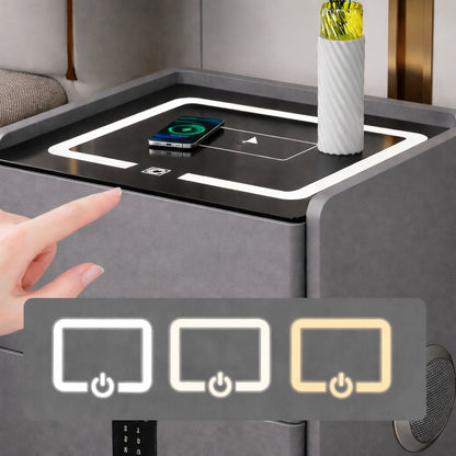 Приліжкова тумбочка з USB, датчиком освітлення, Bluetooth, 50х47х40см, Білий / Тумбочка з кодовим замком / Тумбочка приліжкова