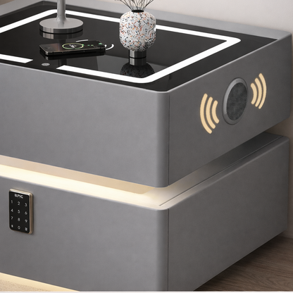 Смарт-тумбочка з USB, з підсвіткою та Bluetooth аудіо, 50х41х48см, Білий / Тумбочка приліжкова / Тумбочка з кодовим замком