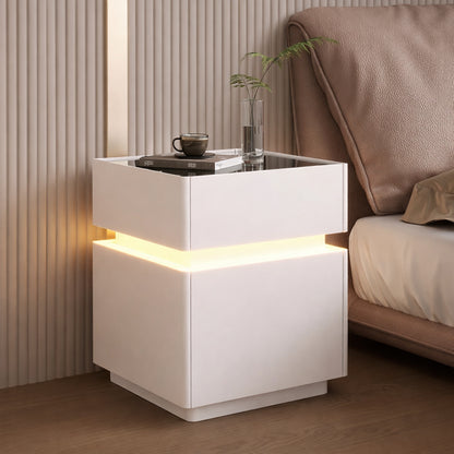 Тумбочка з USB, датчиком освітлення, Bluetooth, з сейфом, 51х40х40см, Білий / Тумбочка розумна / Смарт тумбочка