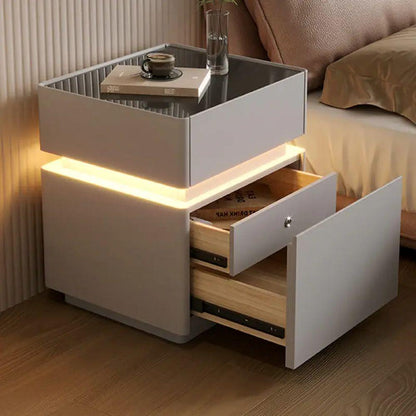 Тумбочка з USB, датчиком освітлення, Bluetooth, з сейфом, 51х40х40см, Білий / Тумбочка розумна / Смарт тумбочка