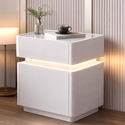 Тумбочка з USB, датчиком освітлення, Bluetooth, з сейфом, 51х40х40см, Білий / Тумбочка розумна / Смарт тумбочка