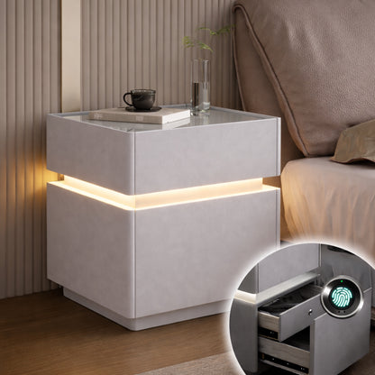 Тумбочка з USB, датчиком освітлення, Bluetooth, з сейфом, 51х40х40см, Білий / Тумбочка розумна / Смарт тумбочка