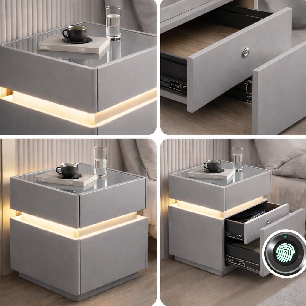 Тумбочка з USB, датчиком освітлення, Bluetooth, з сейфом, 51х40х40см, Білий / Тумбочка розумна / Смарт тумбочка