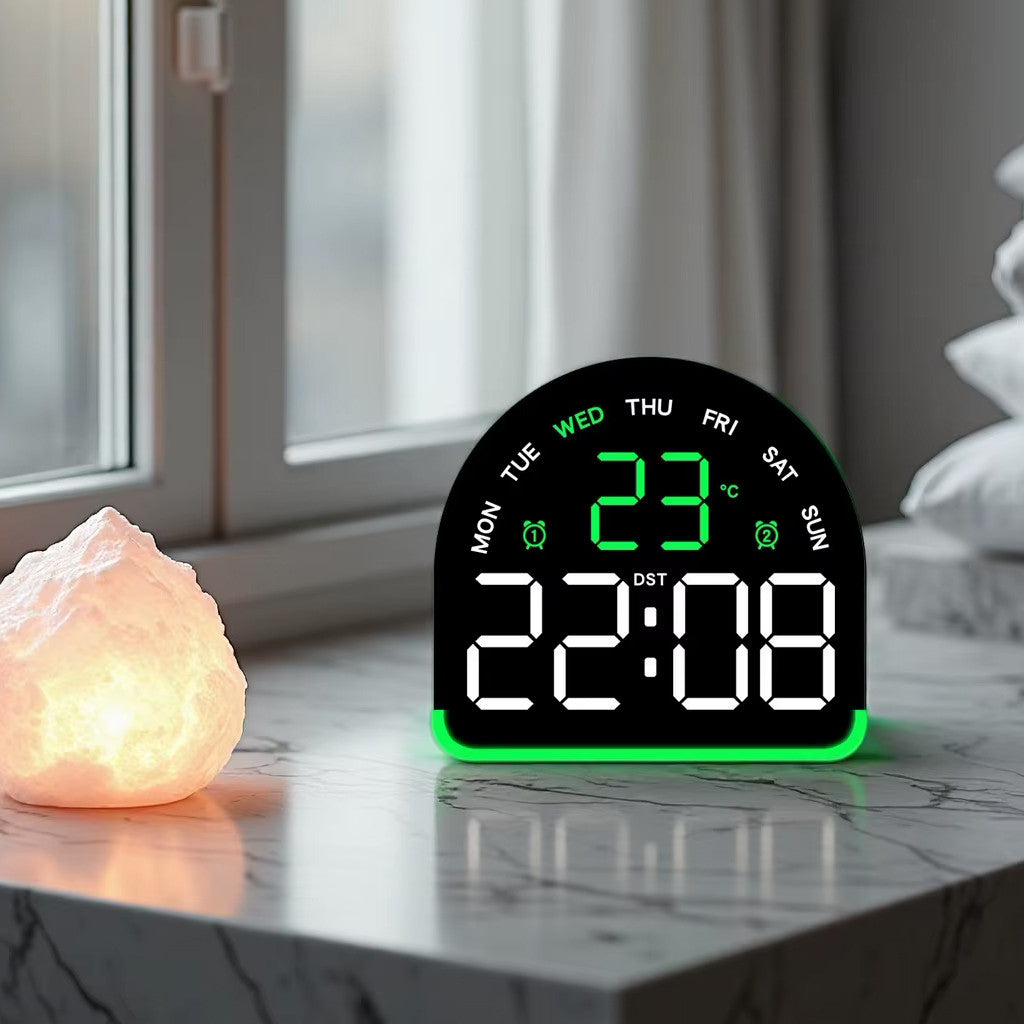 Настільний LED-годинник від USB + батарейки (подвійний будильник, термометр, календар) / Електронний годинник