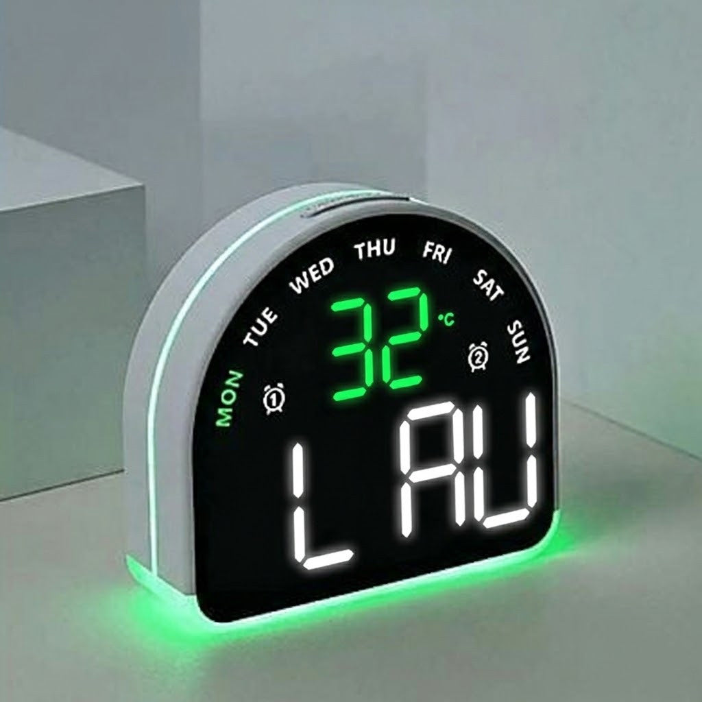 Настільний LED-годинник від USB + батарейки (подвійний будильник, термометр, календар) / Електронний годинник
