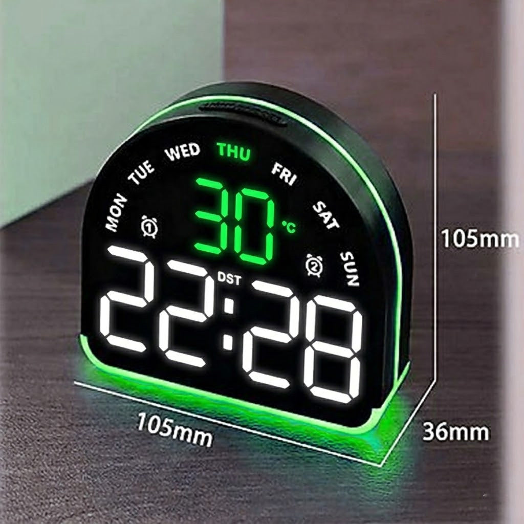 Настільний LED-годинник від USB + батарейки (подвійний будильник, термометр, календар) / Електронний годинник
