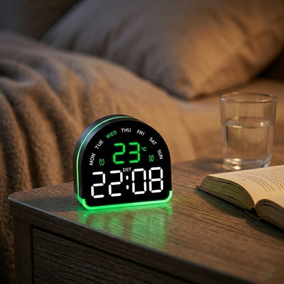 Настільний LED-годинник від USB + батарейки (подвійний будильник, термометр, календар) / Електронний годинник