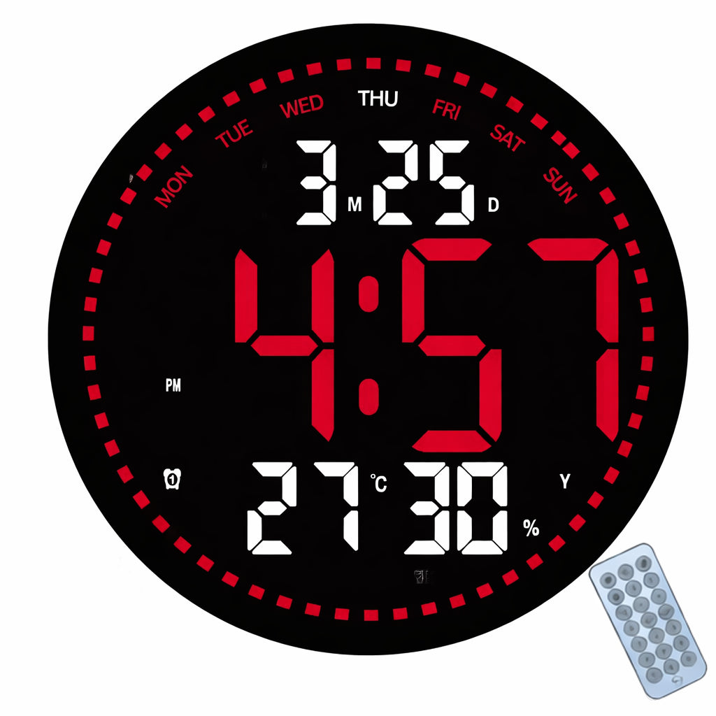 Настінний електронний годинник від мережі, (будильник, календар), Bluetooth, 2828, Червоний / LED годинник / Годинник на стіну