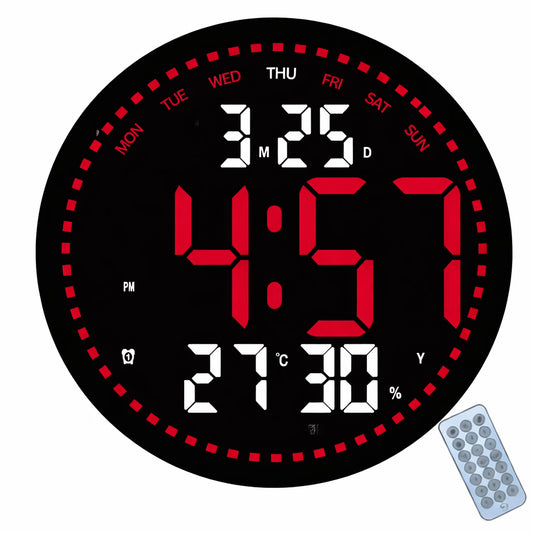 Настінний електронний годинник від мережі, (будильник, календар), Bluetooth, 2828, Червоний / LED годинник / Годинник на стіну