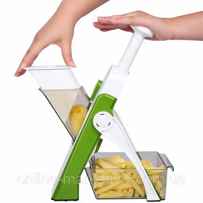 Мультислайсер для овочів, Brava Spring Slicer, Зелений / Овочерізка ручна / Кухонний слайсер для овочів