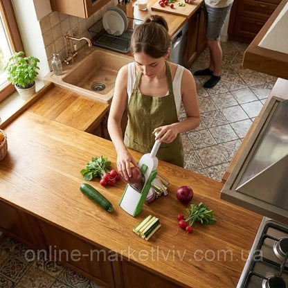 Мультислайсер для овочів, Brava Spring Slicer, Зелений / Овочерізка ручна / Кухонний слайсер для овочів
